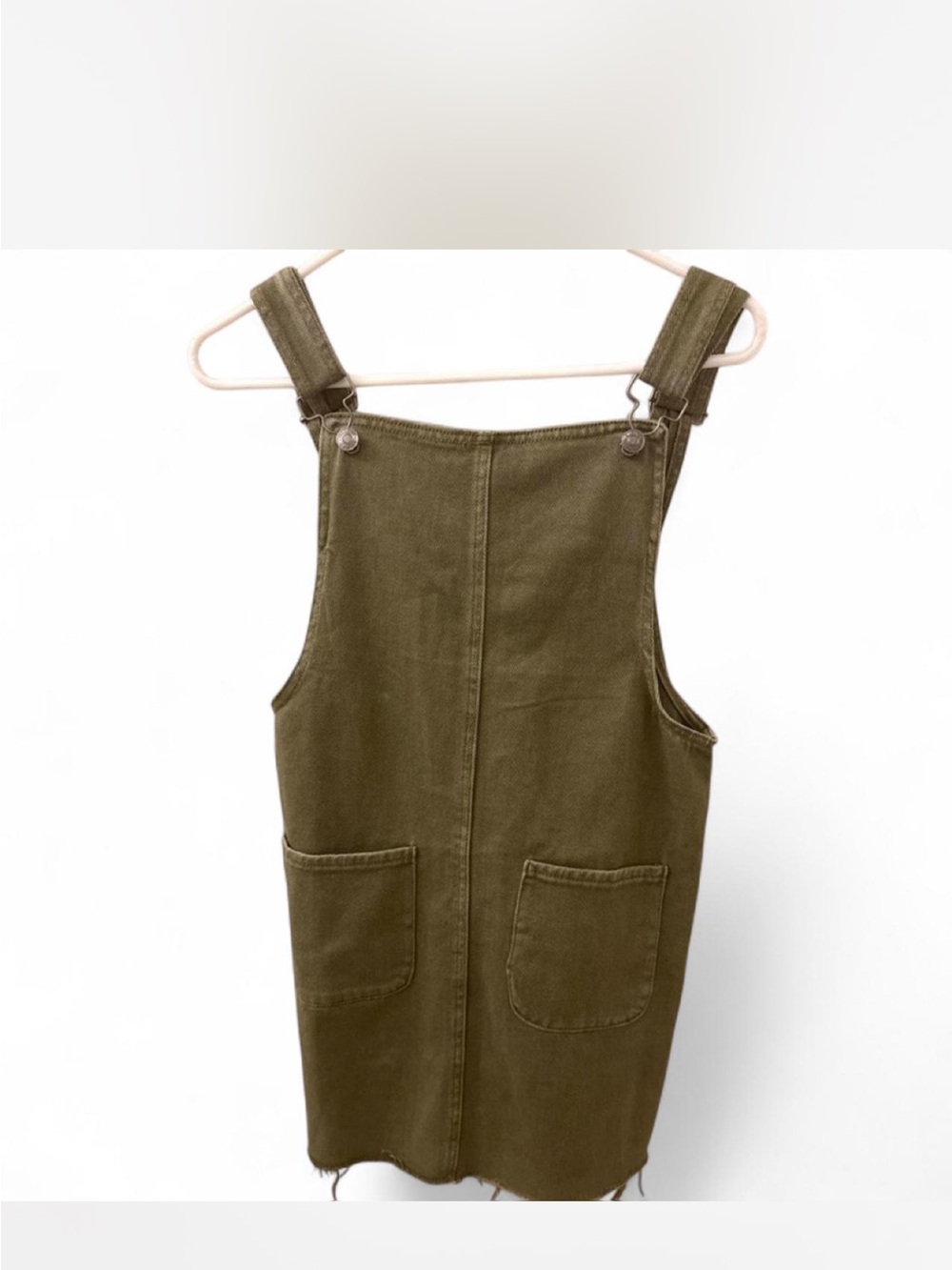 Source Unknown Olive Green Mini Pinafore Dress in Corduroy!